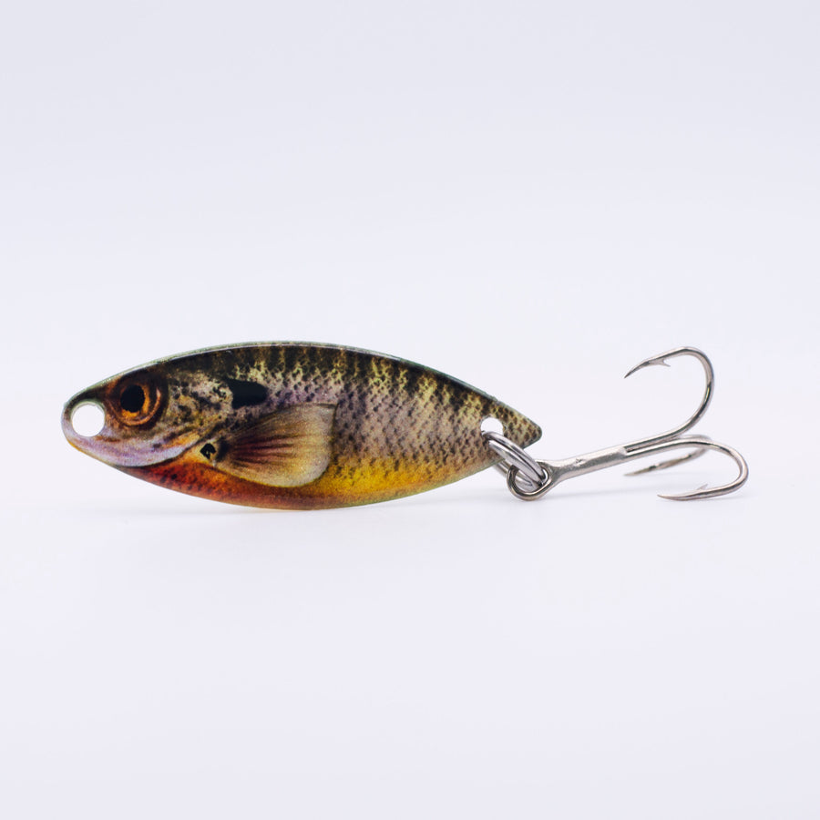 best lures to catch sun fish Lunkerhunt Propfish Sunfish Stealth This swimbait has a sunfish body and color pattern and a back VMC needle point hook and a treble belly hook. Catching fish is more fun