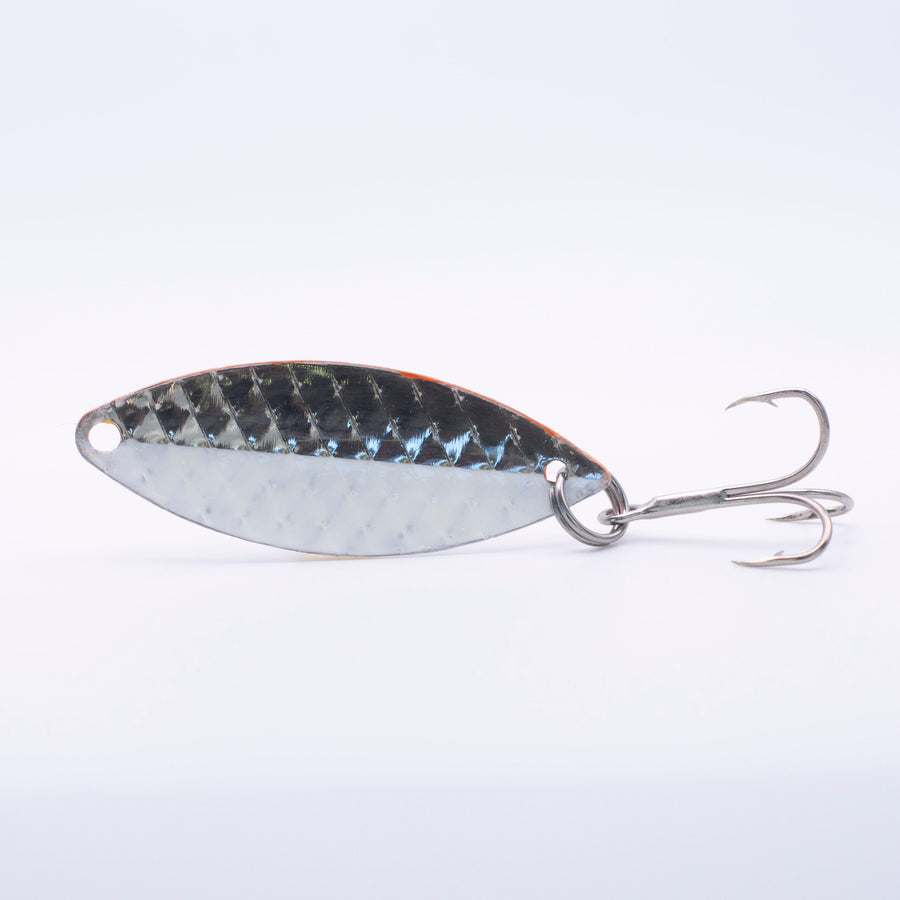fire plug fishing lure Fish Bum Heavy Hitter Tungsten Jigging Spoon side due to its flat sides and V Fire and Ice UV